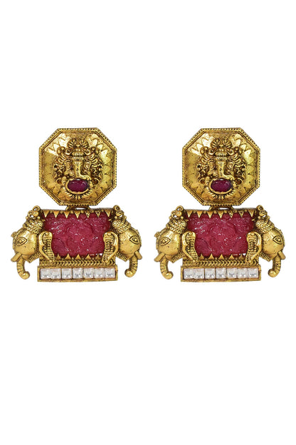 Carved Temple Antique Earrings 