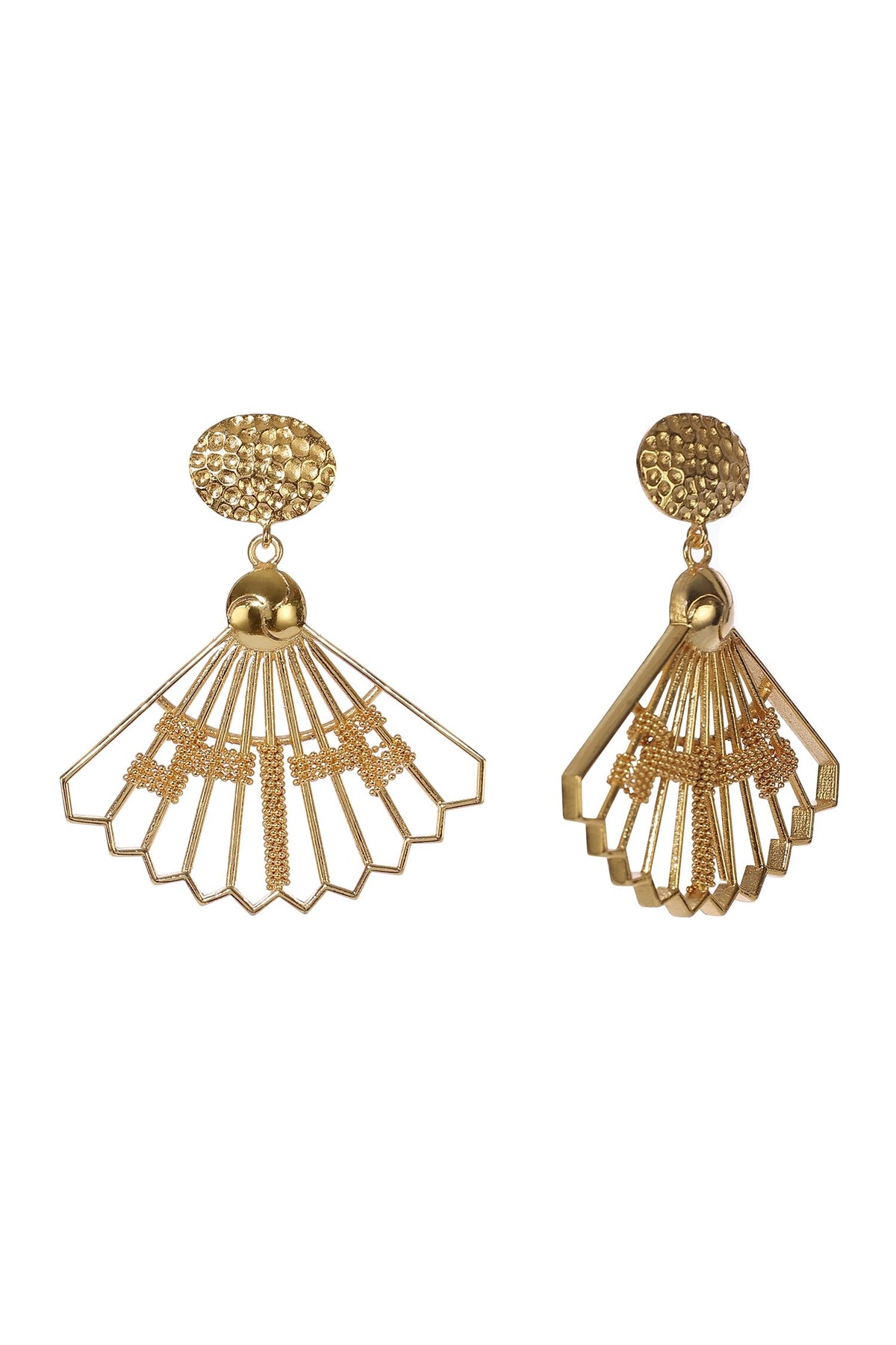 Geometric Cut Work Dangler Earrings 