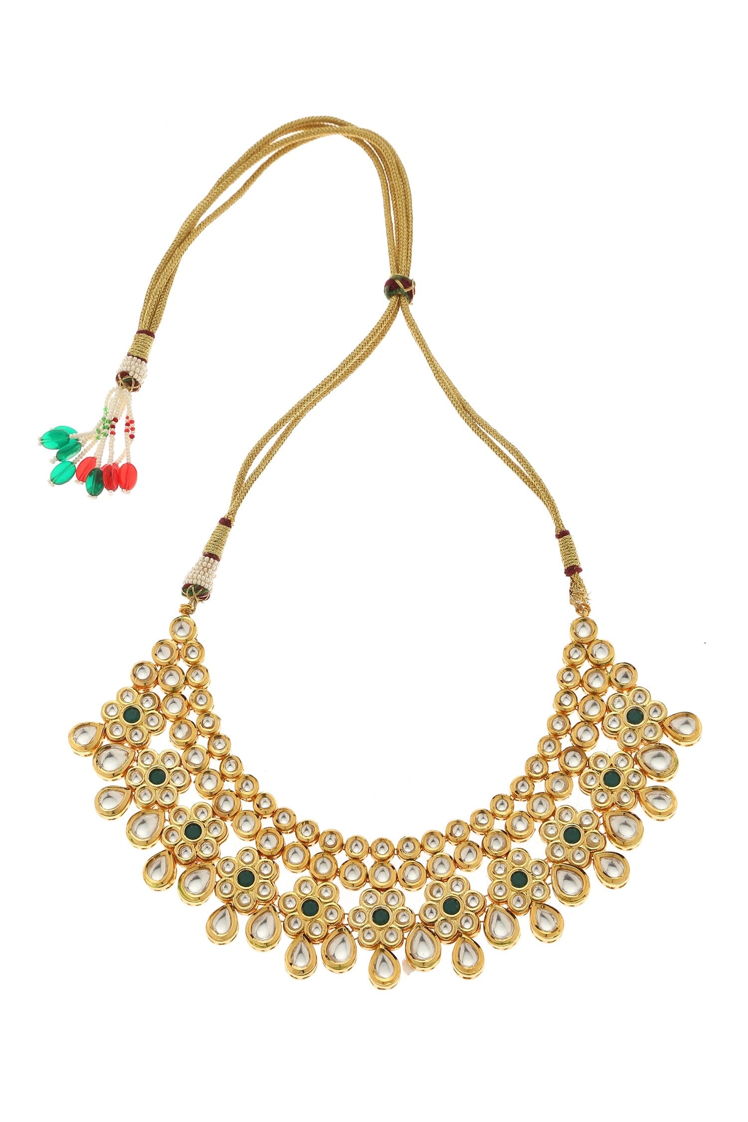 Flower Kundan Embellished Necklace Set 