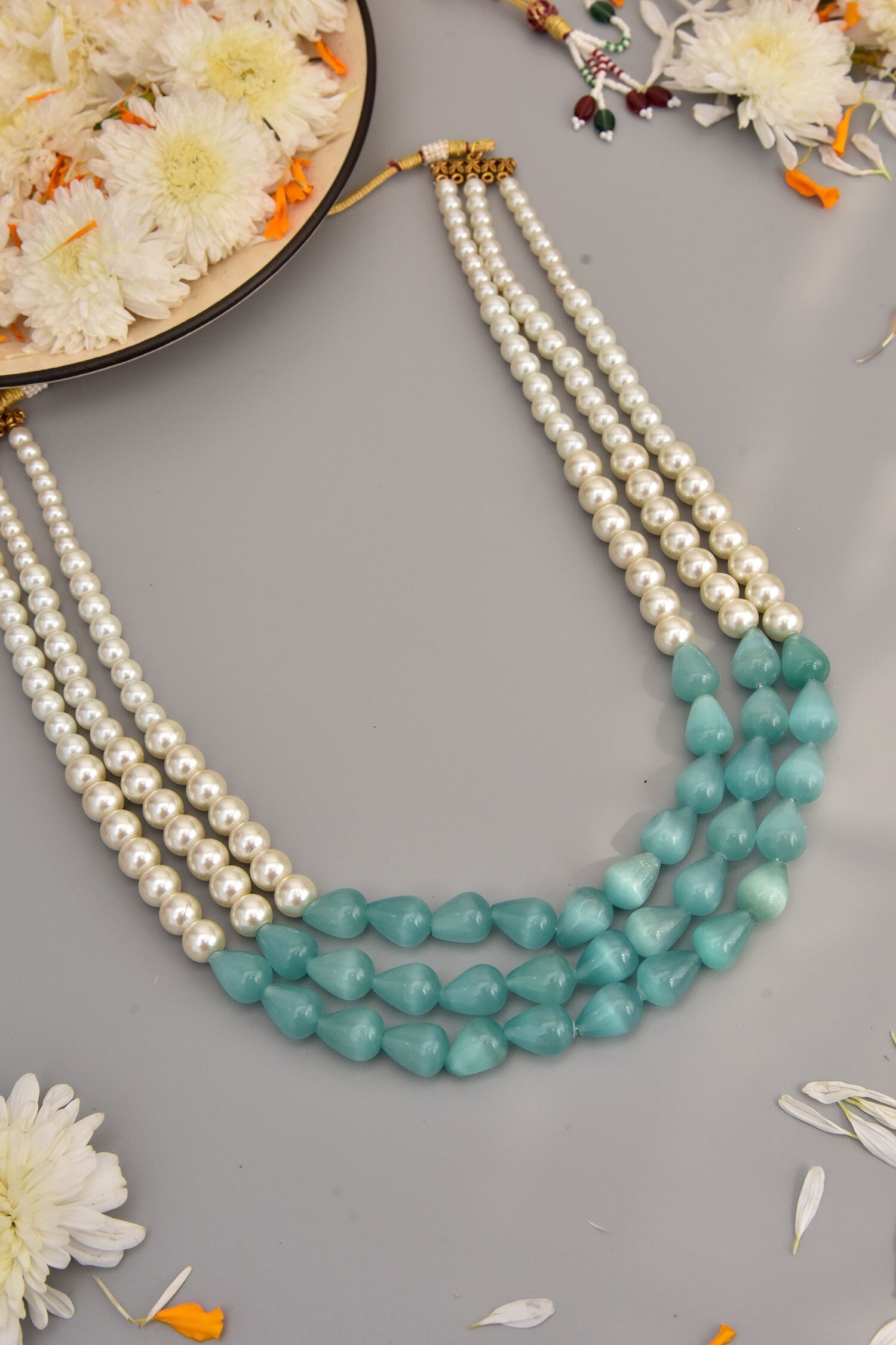 Mint Pearl Layered Necklace 