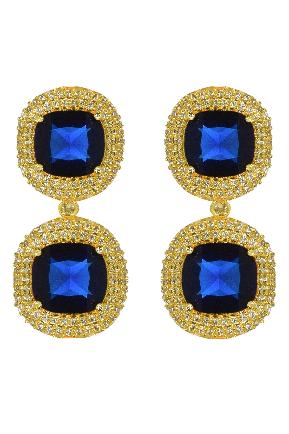 Tiered Stone Studded Drop Earrings 