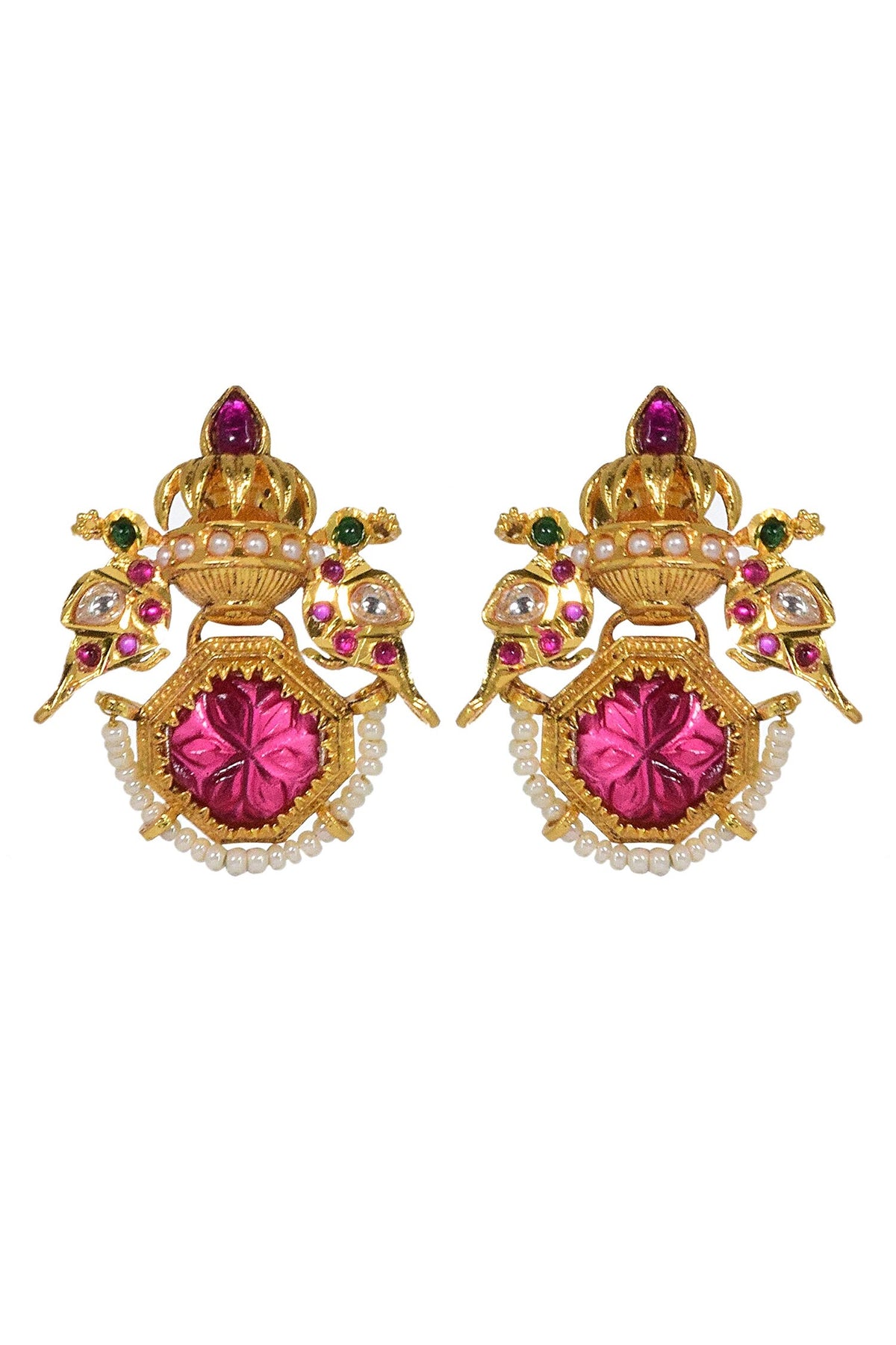 Carved Parrot Earrings 