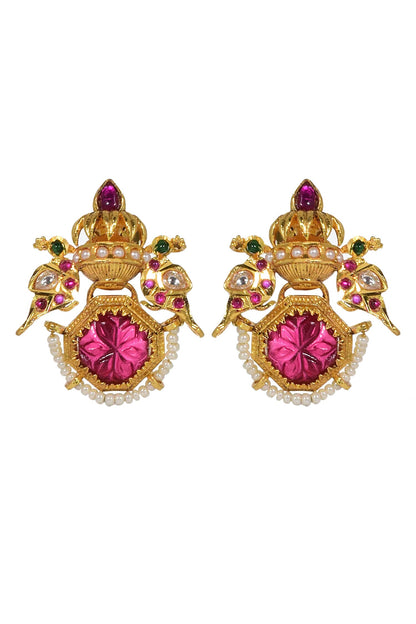 Carved Parrot Earrings 