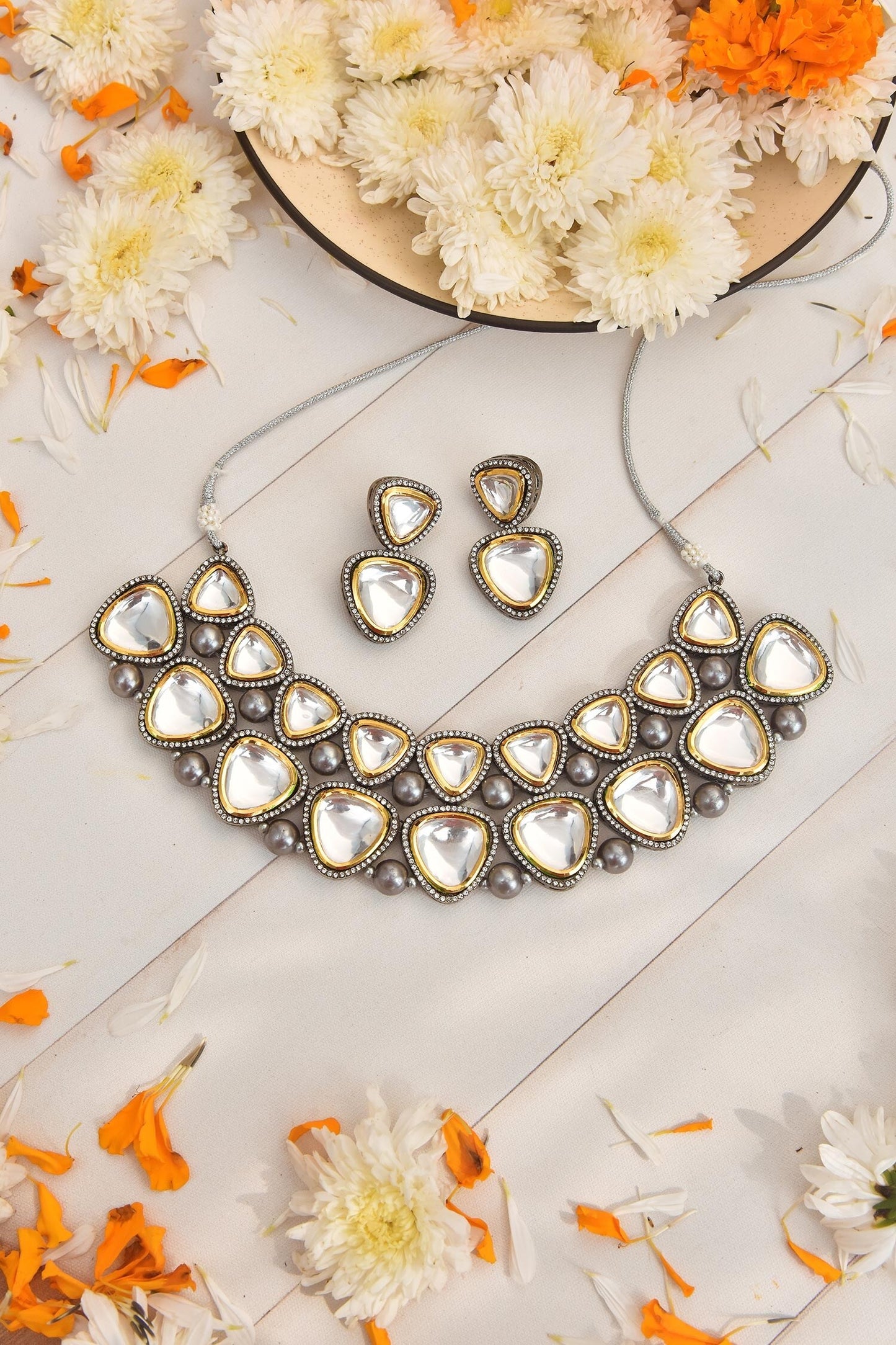 Polki Embellished Necklace Set 