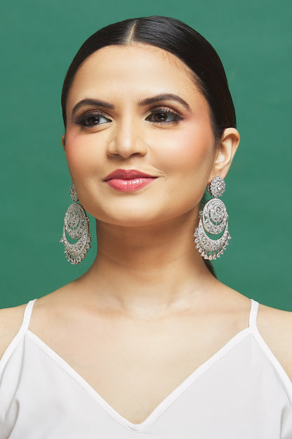 White Stone Embellished Chandbalis 