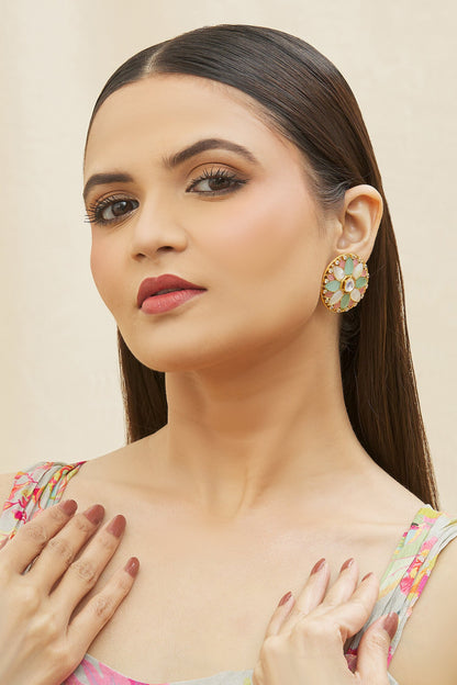 Circular Stone Embellished Studs 