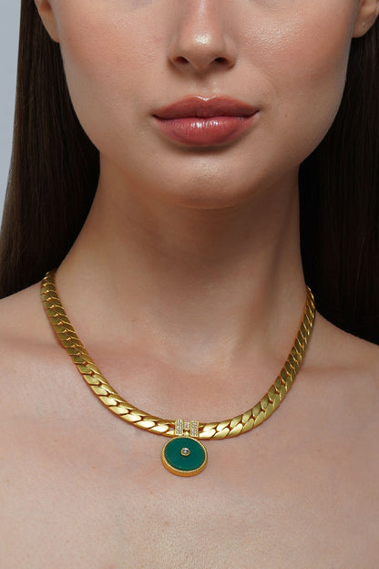 Onyx Link Pendant Necklace 