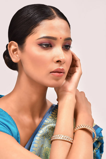 Cut Work Kundan Embellished Bangles - Set of 2 