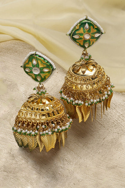 Leaf Embellished Jhumkas 