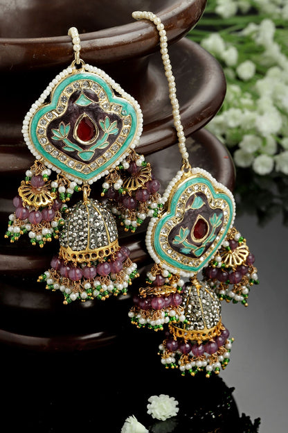 Meenakari & Bead Drop Jhumkis 