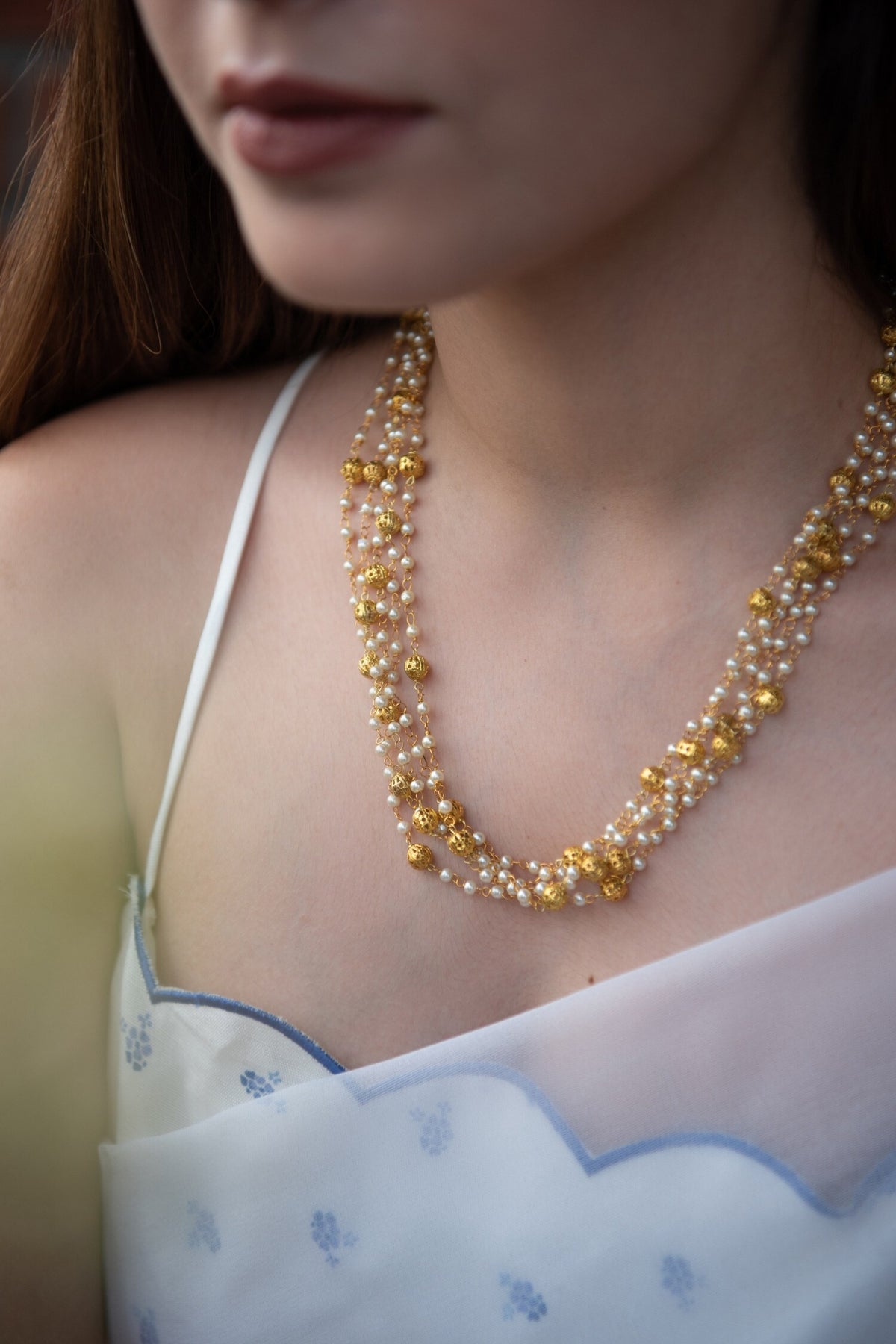 Multilayered Pearl Necklace 