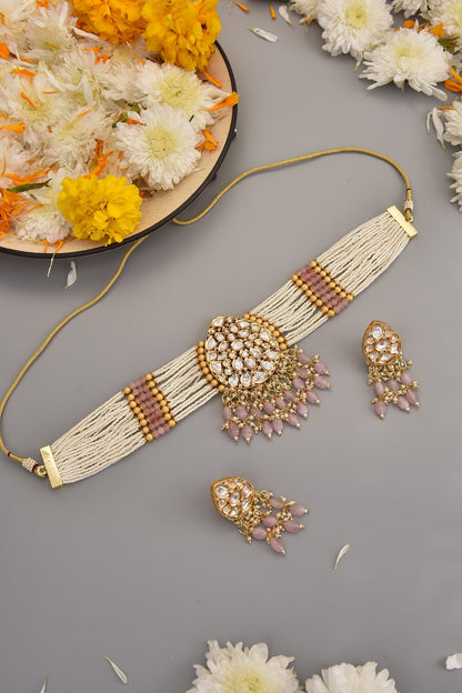 Pearl Embellished Choker Set 