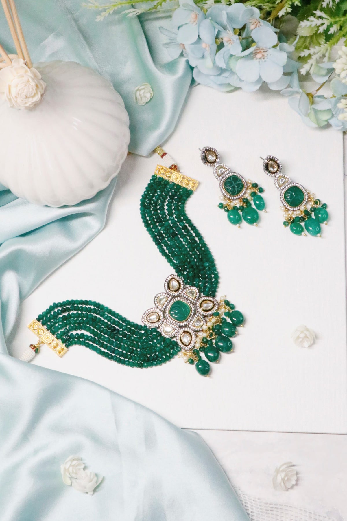 Layered Onyx Stone Necklace Set 