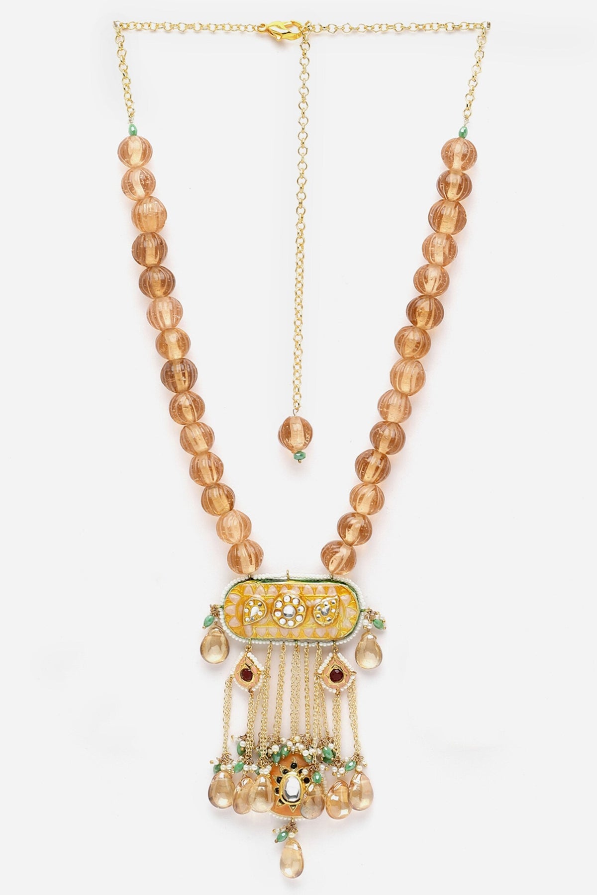 Long Beaded Pendant Necklace 