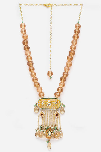 Long Beaded Pendant Necklace 