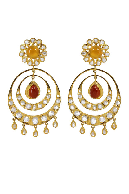 Onyx Kundan Embellished Tiered Chandbalis 