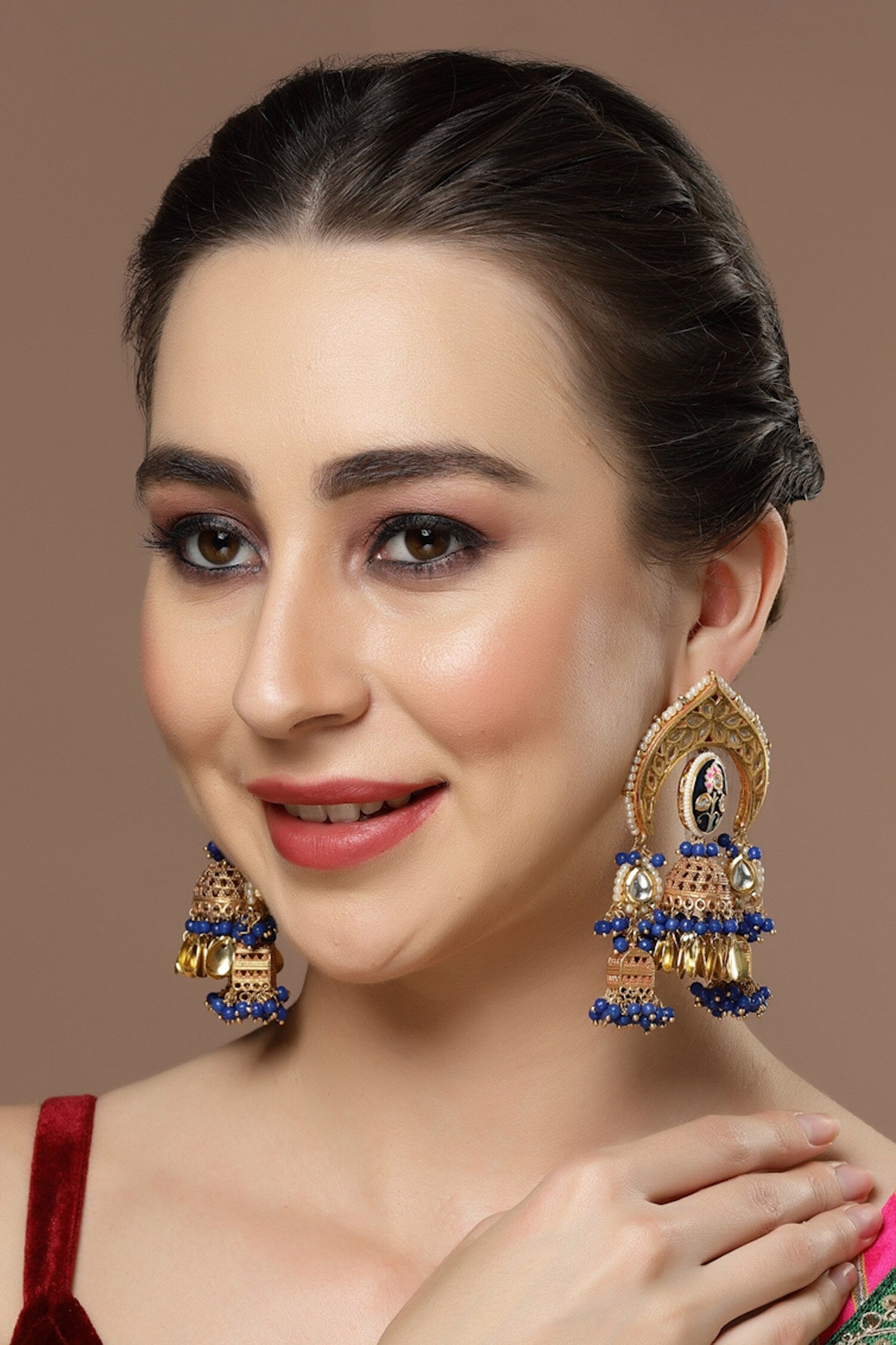 Embellished Kundan Multi Jhumkas 