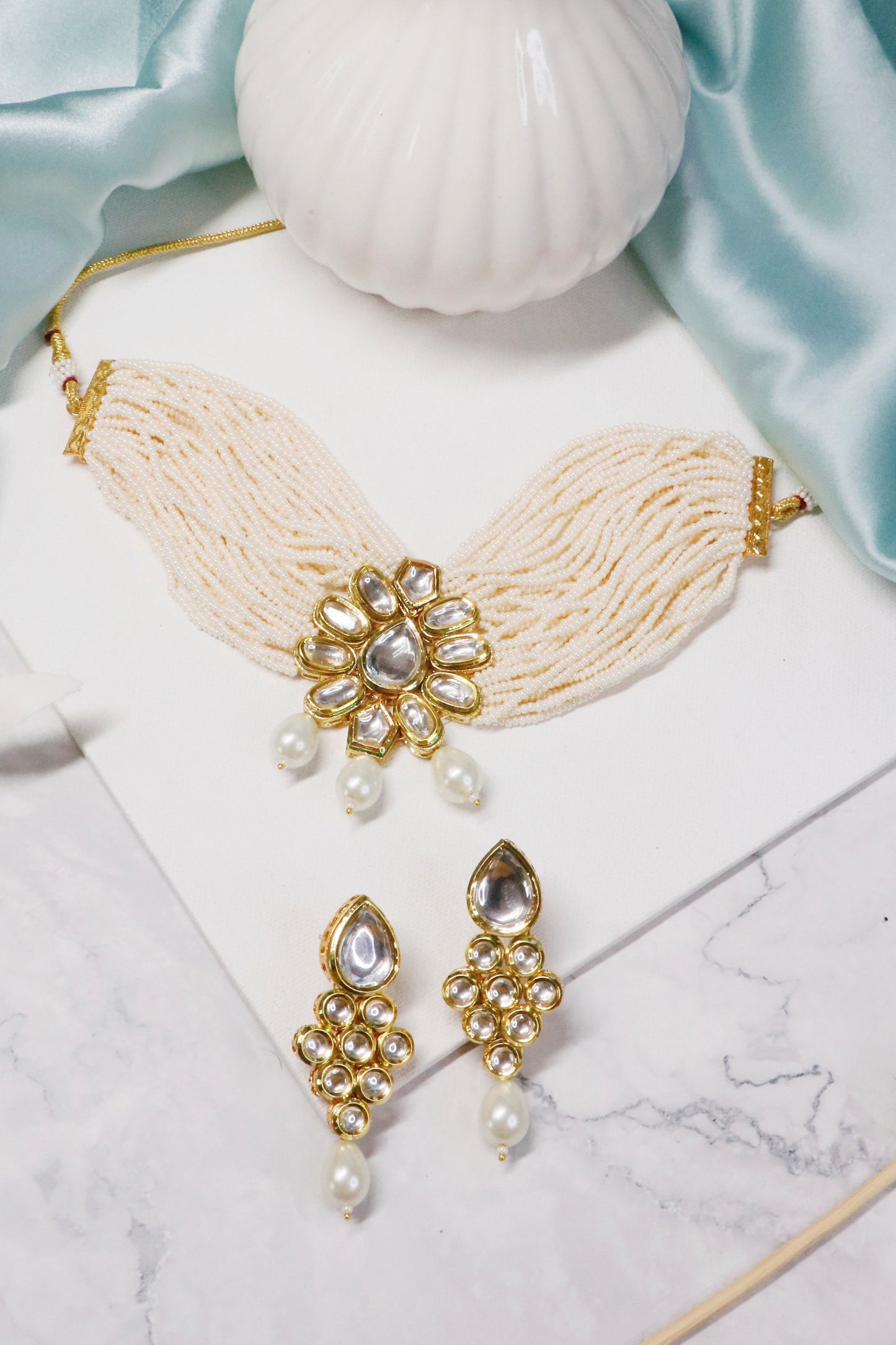Floral Kundan Beaded Choker Set 