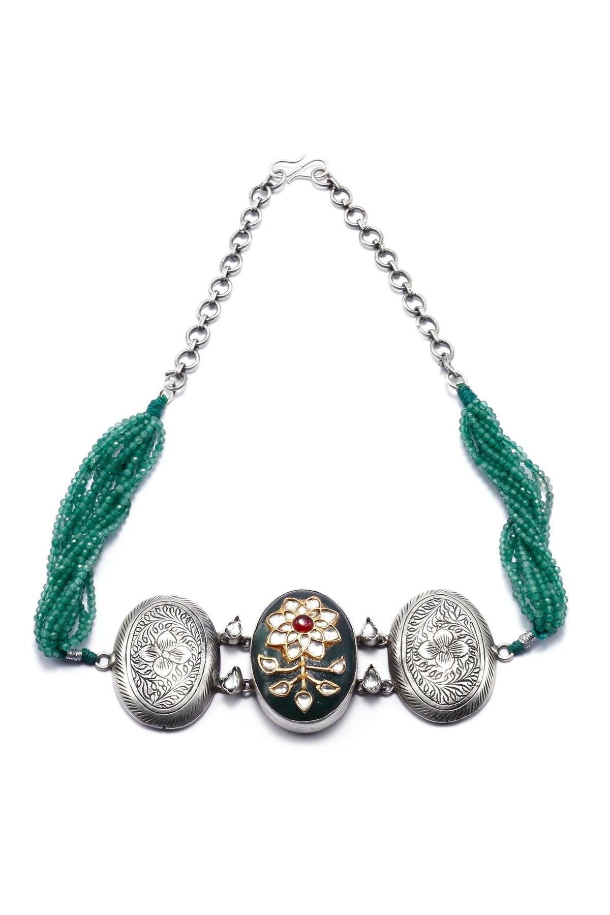 Inaya Bead Layered Pendant Choker 