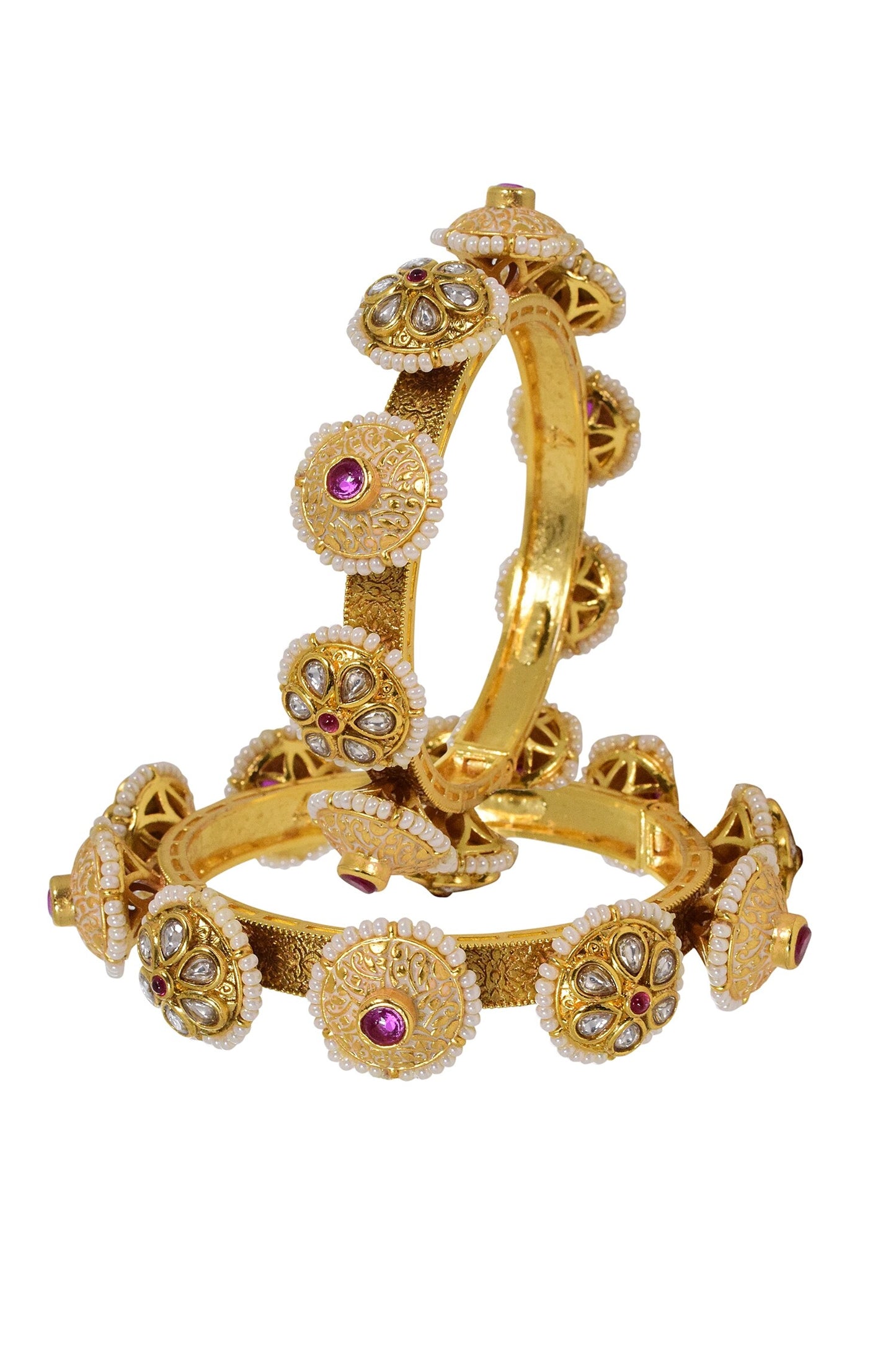 Kundan & Meenakari Pacheli Bangles - Set of 2 