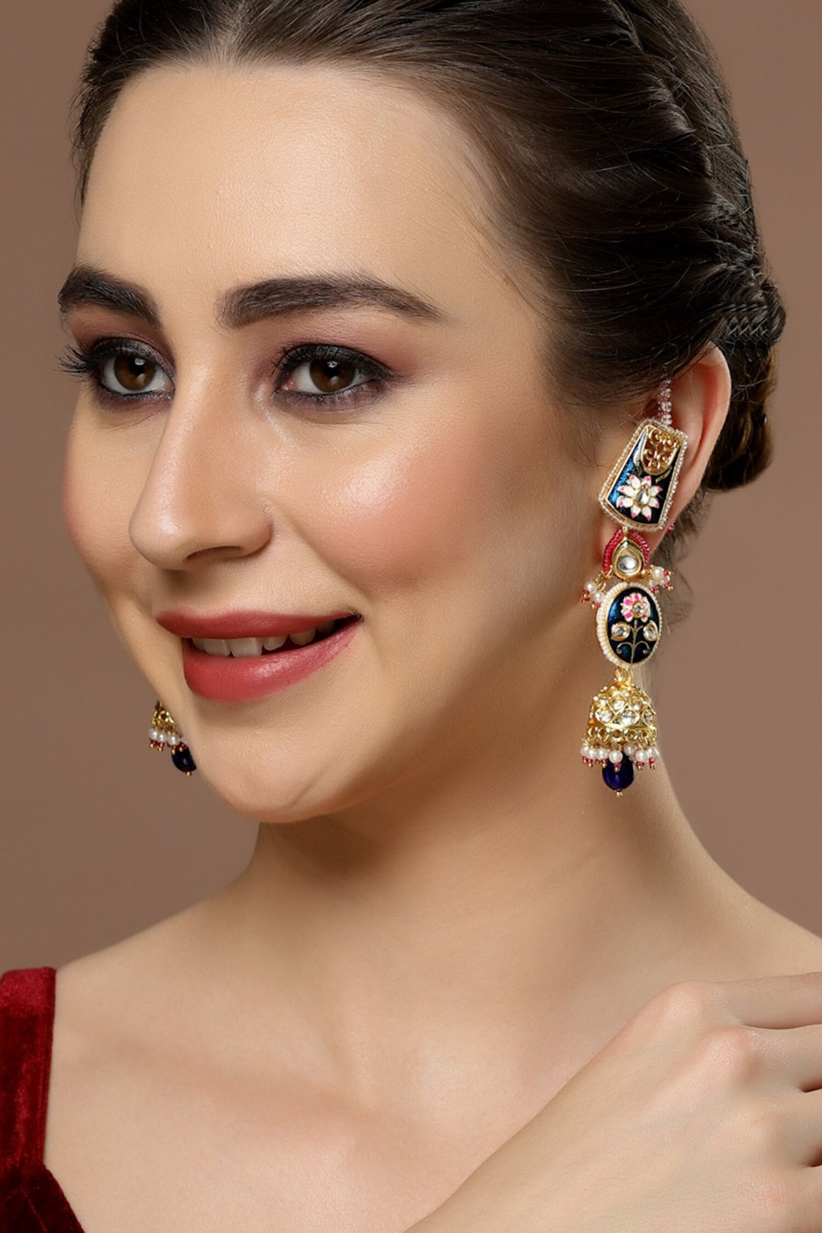 Floral Pattern Embellished Jhumkas 