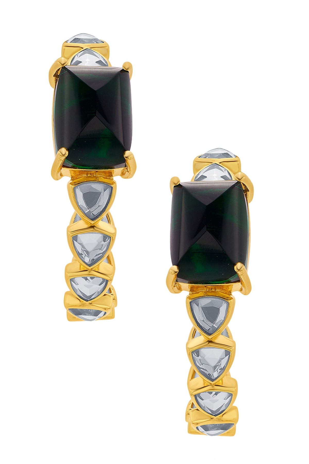 Ruhaniyat Hydro Emerald & Mirror Hoops 