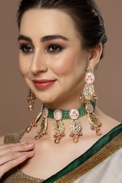 Floral Pattern Embellished Earrings 