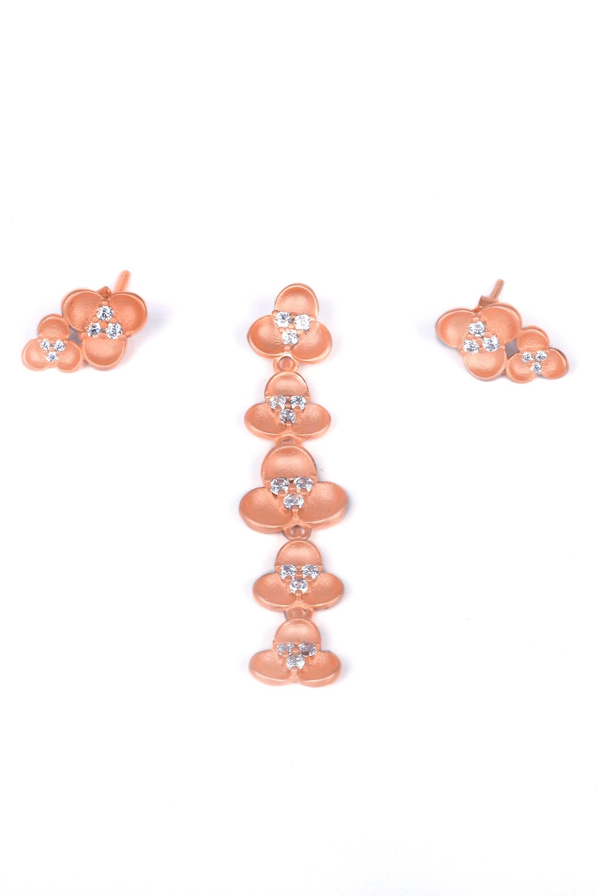 Elise Flower Dangler Pendant With Earrings 