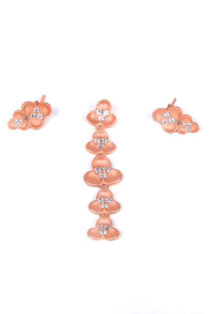 Elise Flower Dangler Pendant With Earrings 