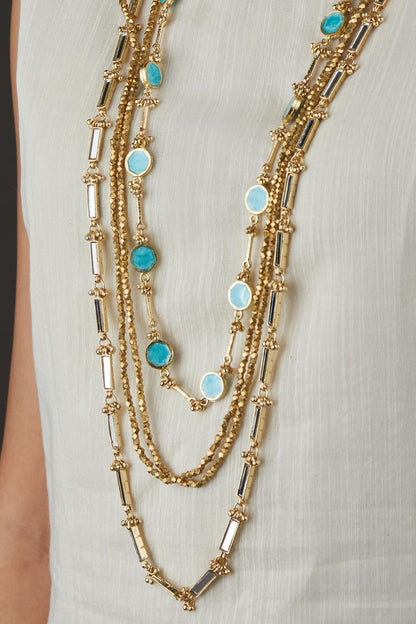 Mirror Enamel Multi Layer Necklace 
