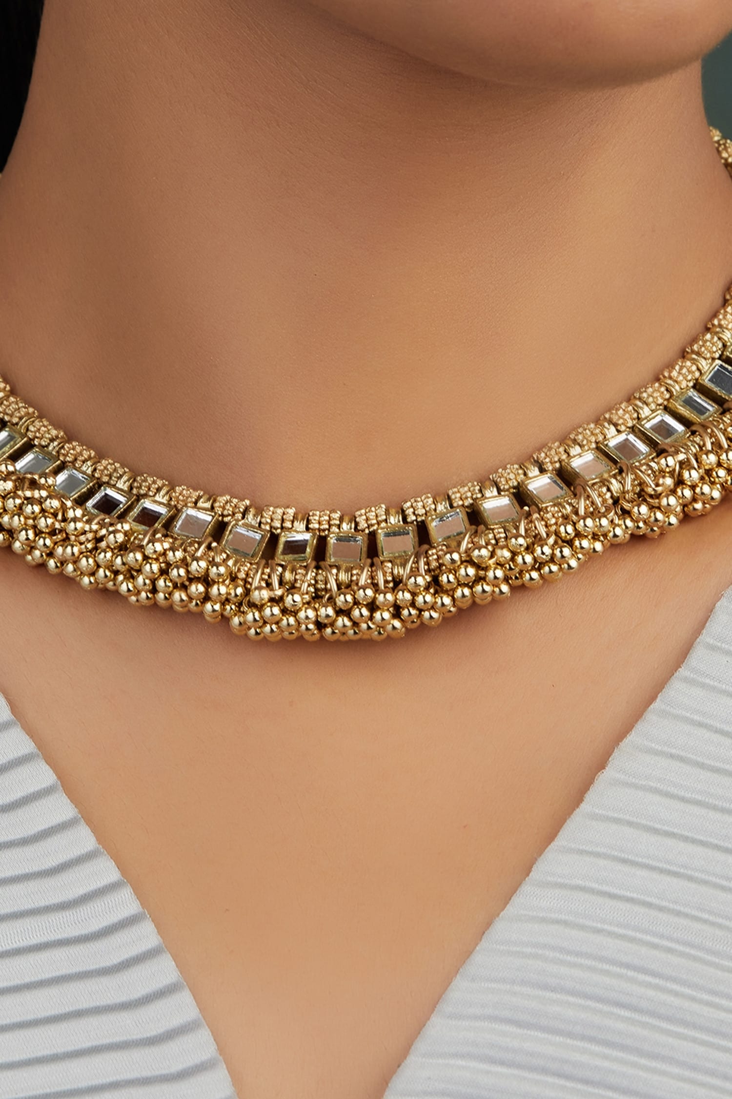 Mirror Studded Falak Bajra Necklace 