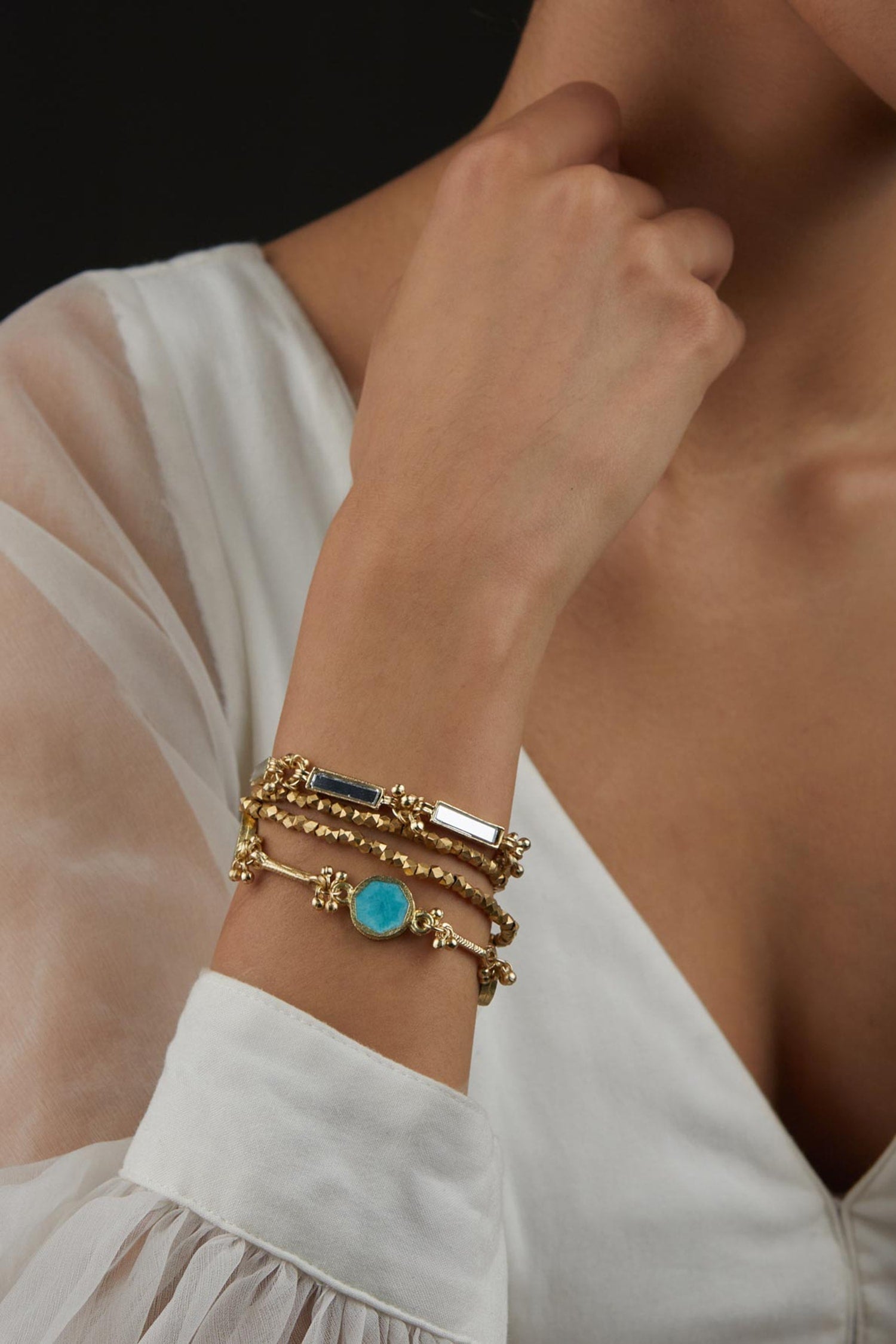 Multi Layer Mirror Enamel Bracelet 