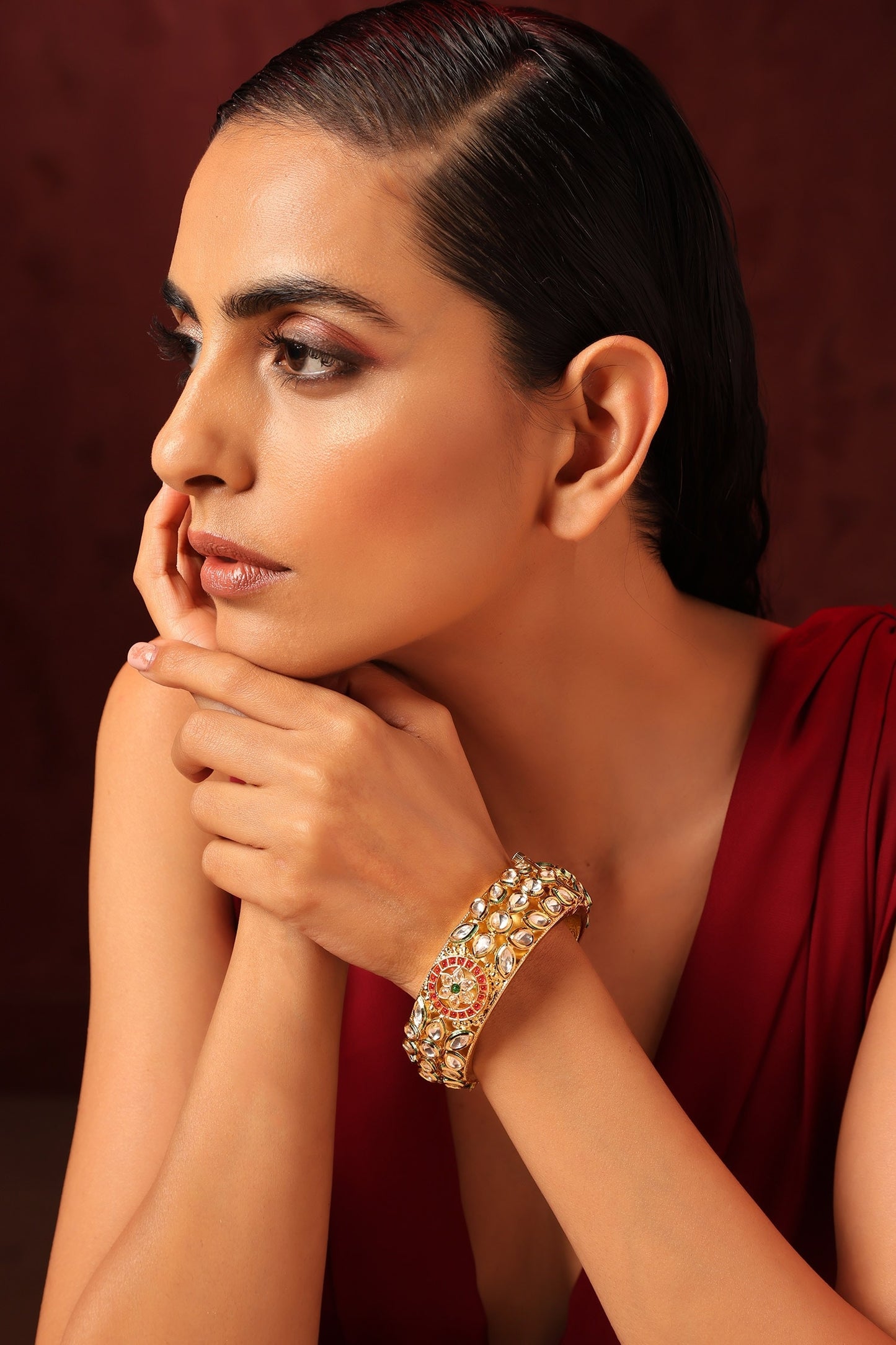 Floral Kundan Embellished Kada 
