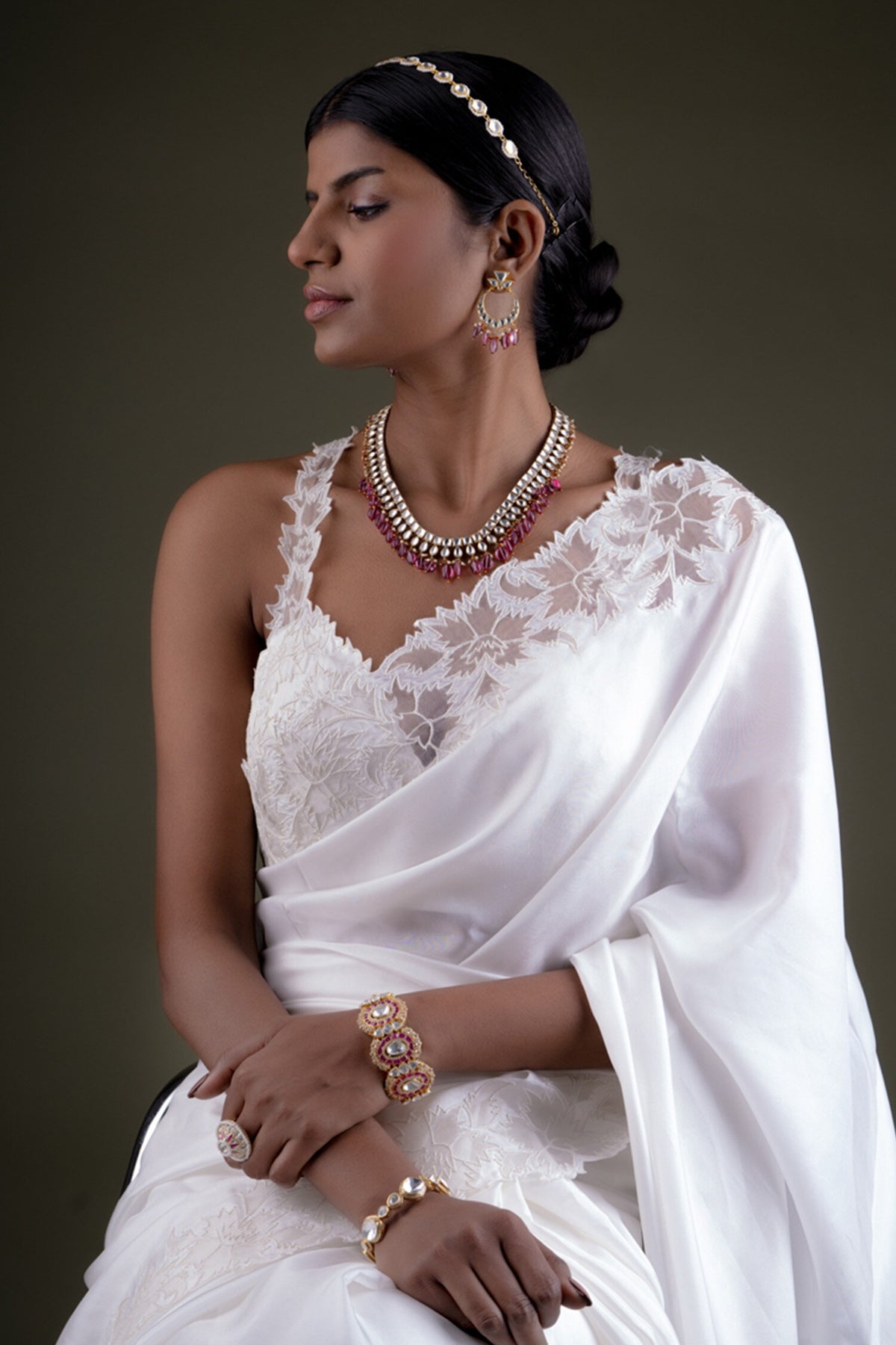 Bead Drop Embellished Necklace Set 