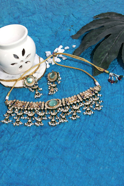 Kundan Polki Embellished Choker Set 