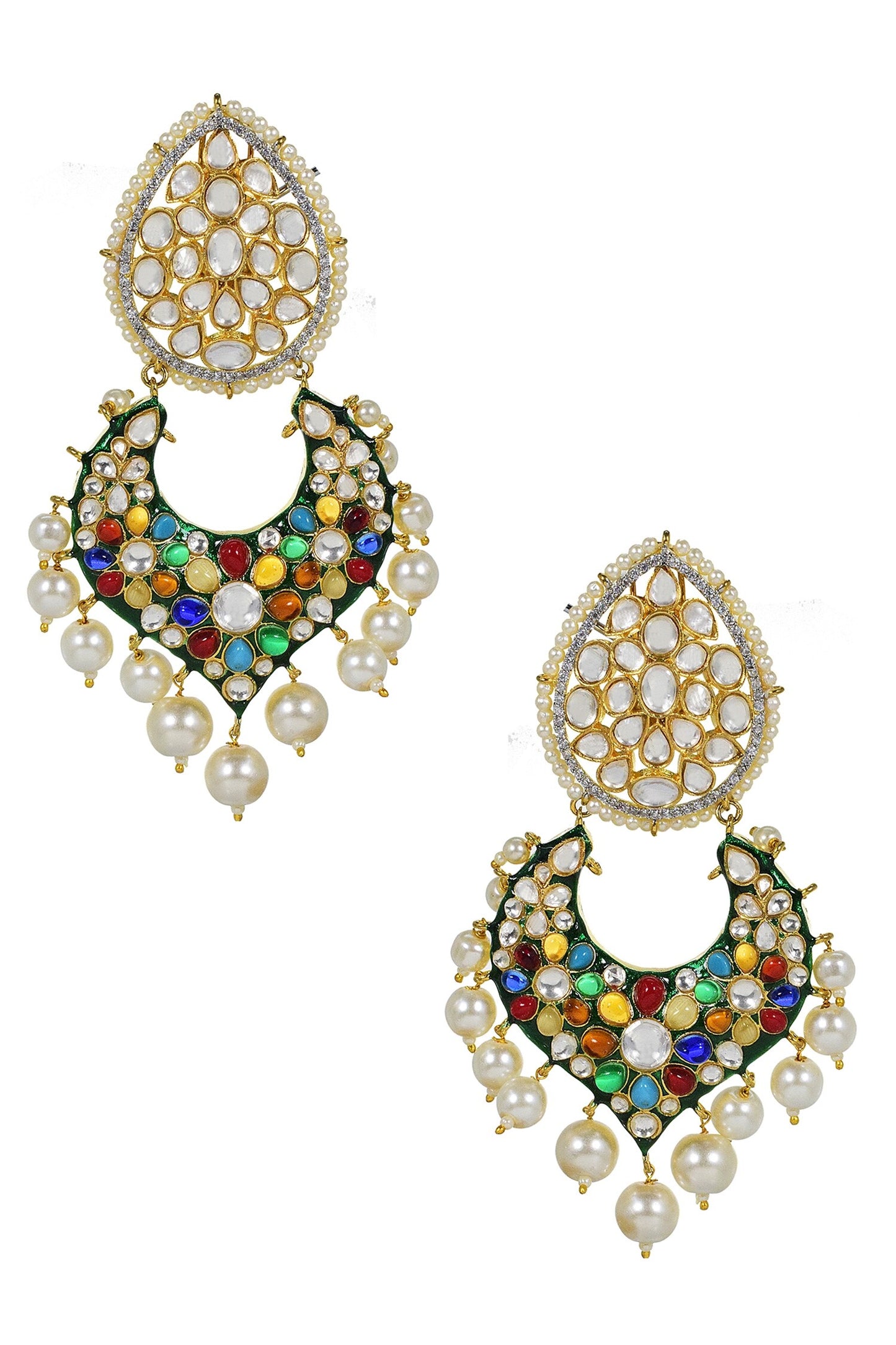 Multi Stone Embellished Chandbalis 