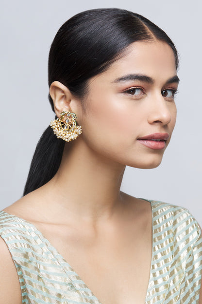 Kundan Pearl Stud Earrings 