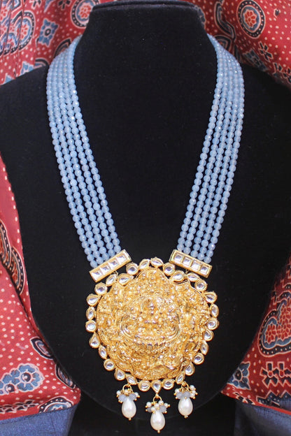Zamani Jadau Temple Pendant Necklace 