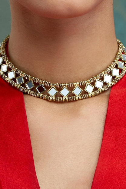 Mirror Studded Mumtaz Choker 