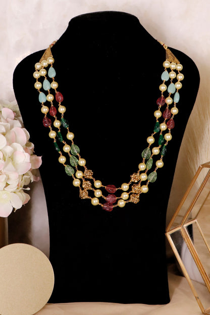 Triple Layered Beaded Necklace 