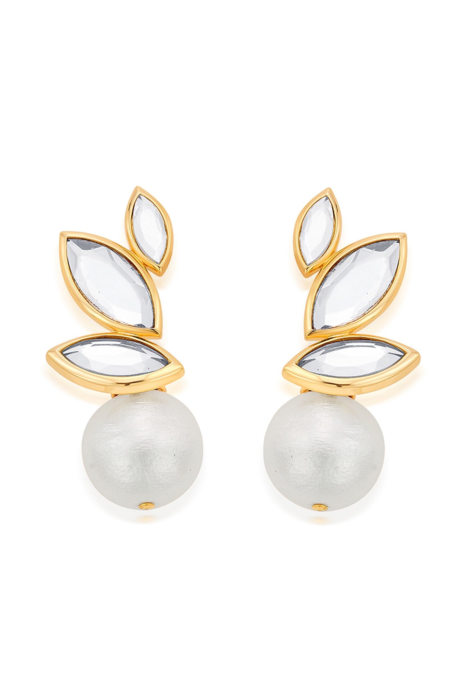 Marquise Mirror Pearl Studs 