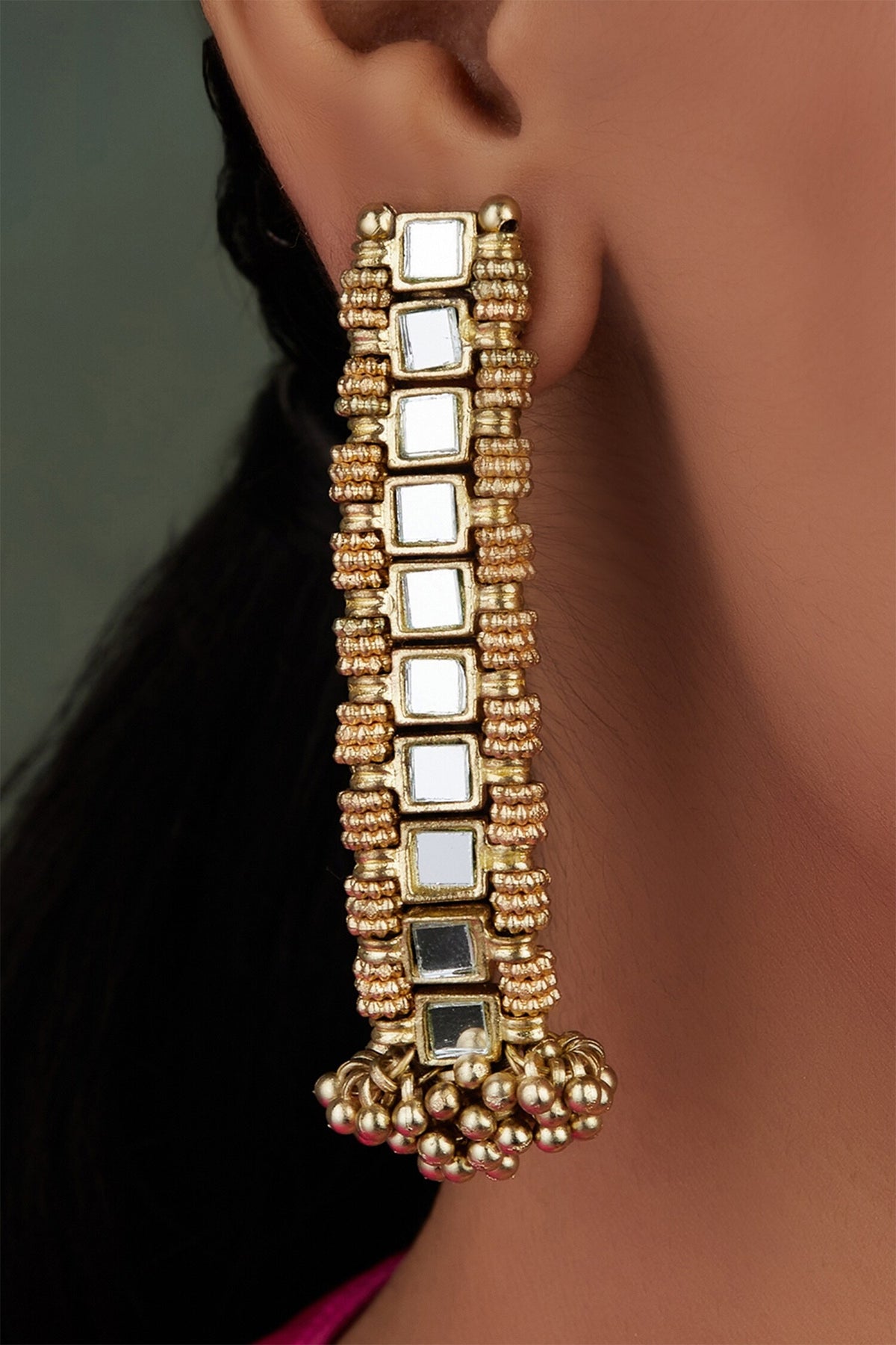 Mirror Studded Zia Earrings 
