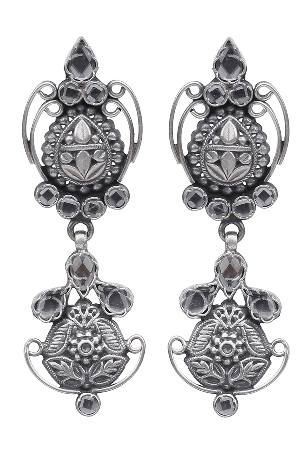 Rajiha Flower Carved Drop Earrings 