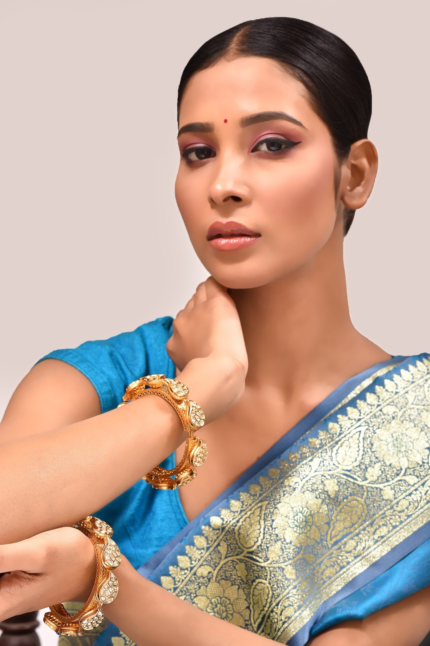 Paisley Pattern Embellished Kada - Set of 2 