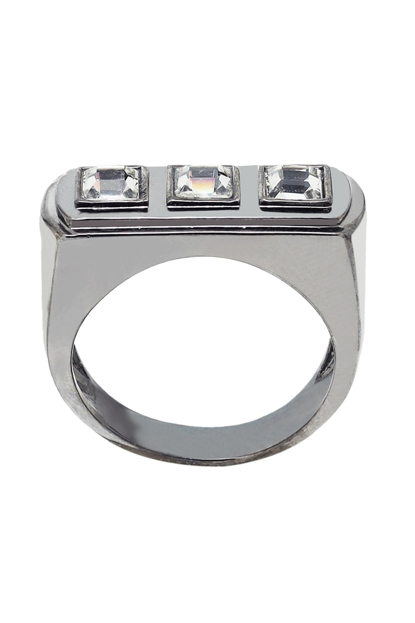 Stone Embellished Geometric Ring 