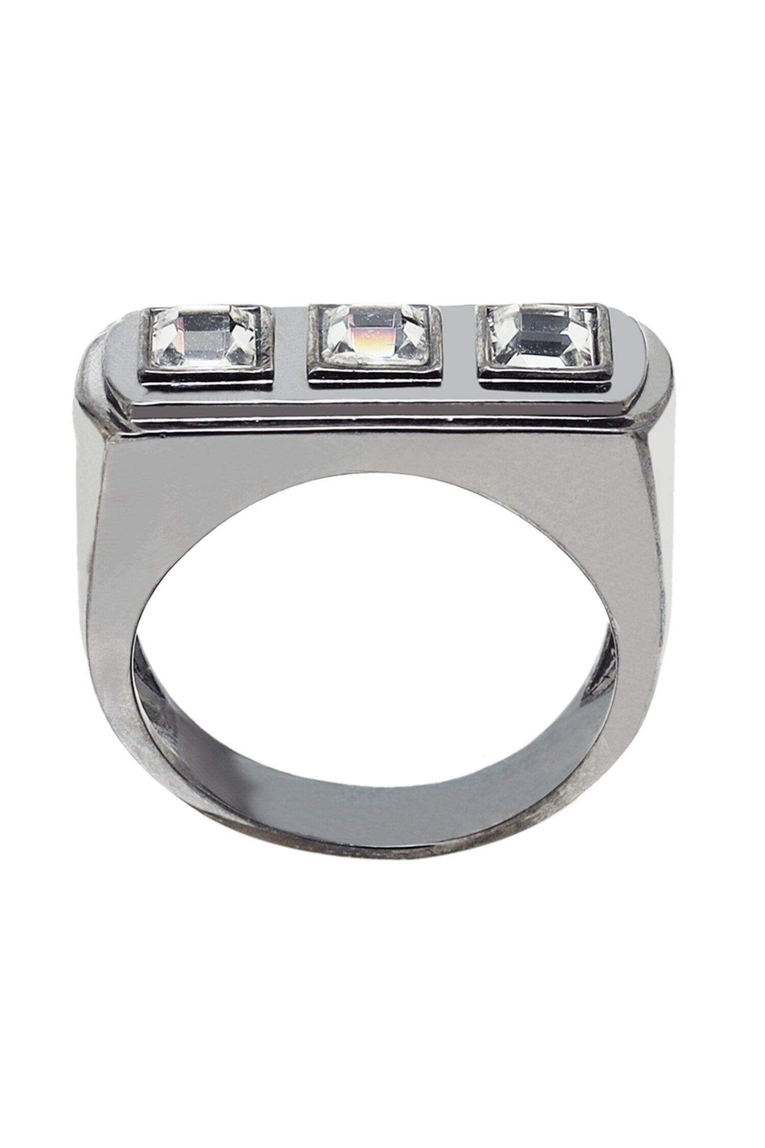 Stone Embellished Geometric Ring 