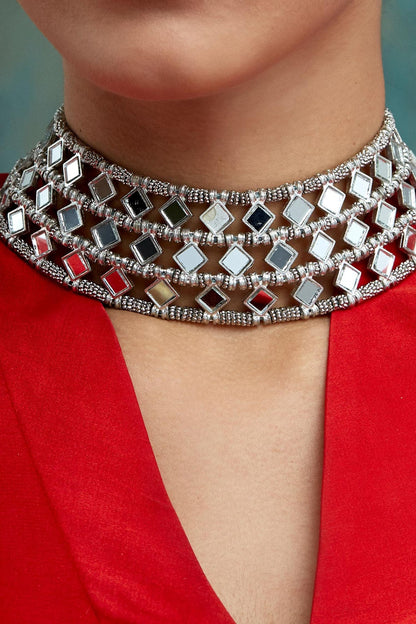 Mumtaz Mirror Studded Choker 
