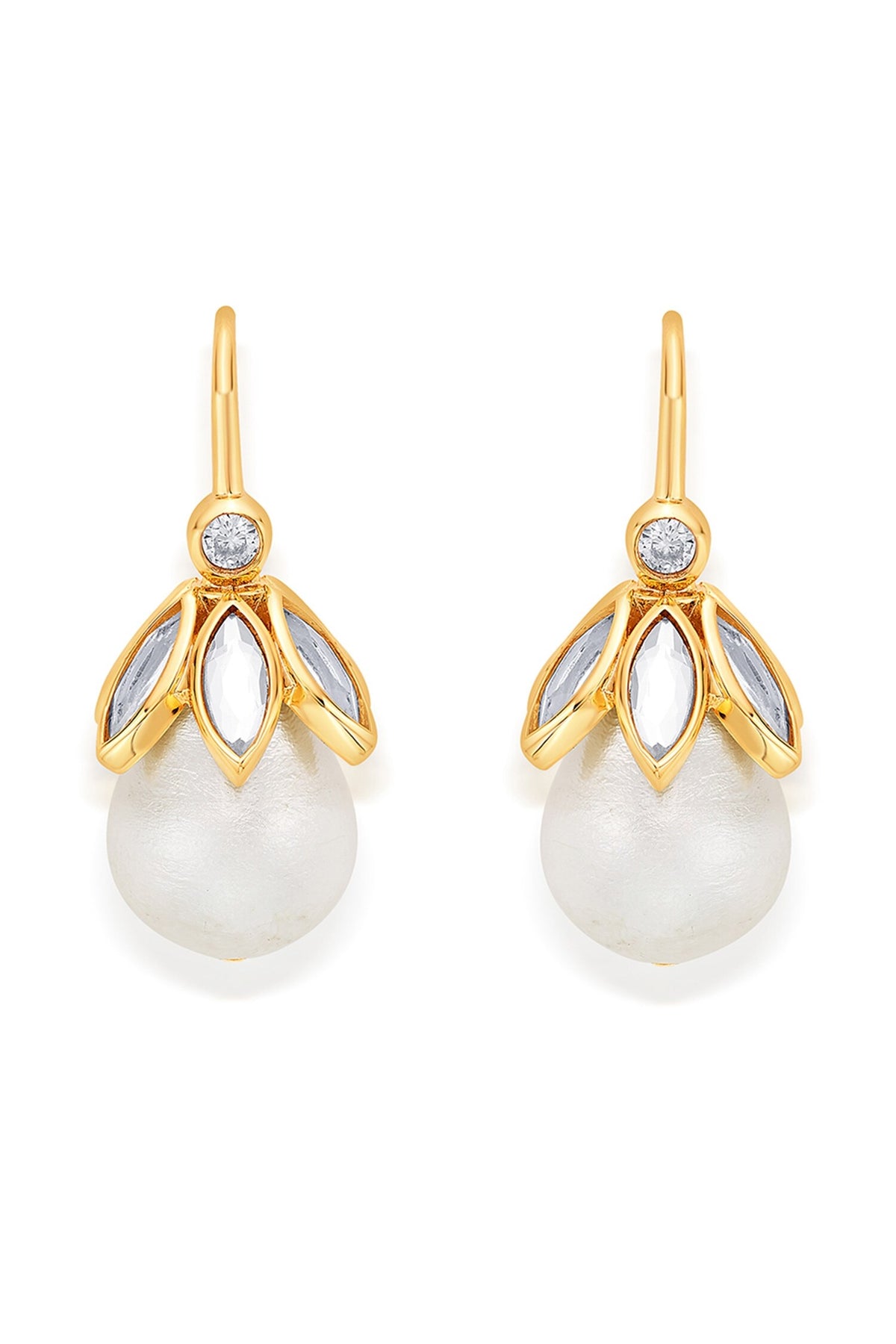 Marquise Mirror Pearl Drop Earrings 