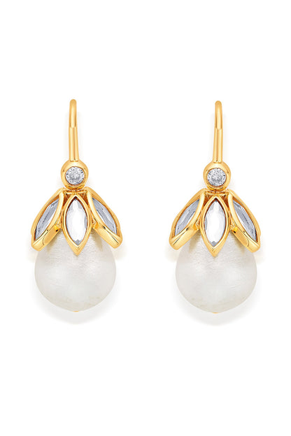 Marquise Mirror Pearl Drop Earrings 