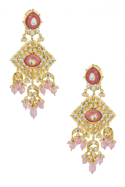 Carved Stone Kundan Earrings 
